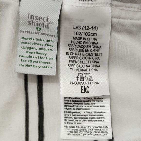Exofficio Insect Shield Shirt Women's Large White Black Stripes Gorpcore Utility - Picture 7 of 11
